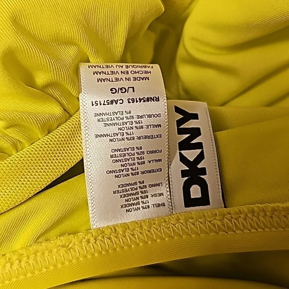 DKNY Women's Bright Yellow Ruffle Detail underwire One-Piece Swimsuit Size Large - Picture 14 of 14